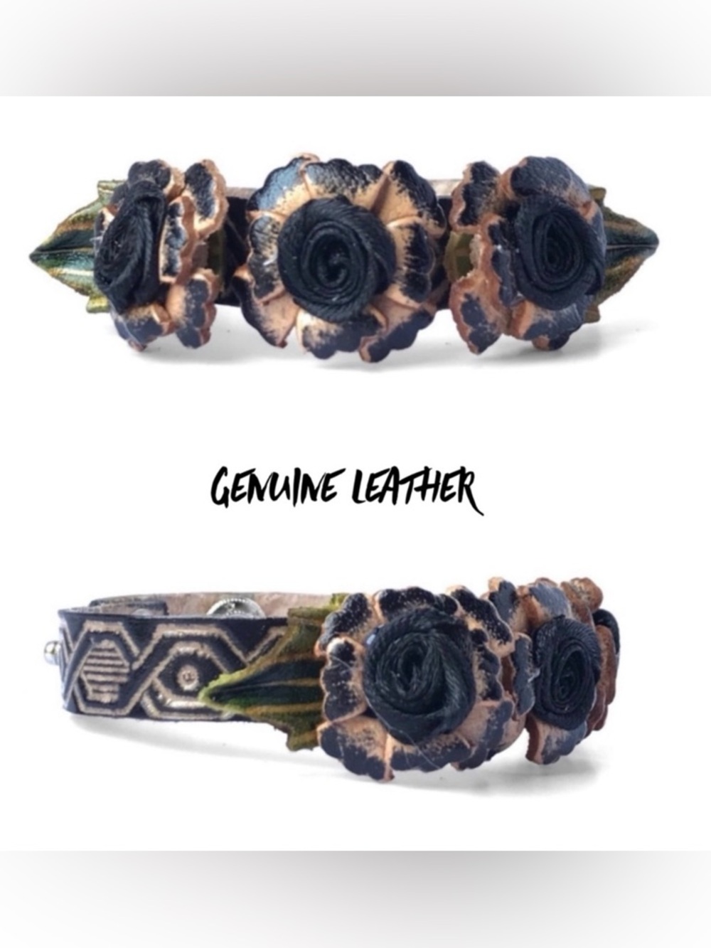New Genuine Leather Handmade Handcrafted Mini Flower Bracelet